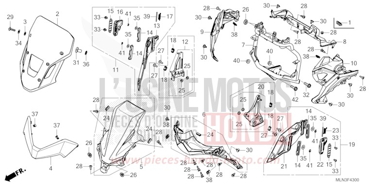 ABDECKUNG, VORNE (1) von Africa Twin Mechanik GRAND PRIX RED (R380B) von 2024